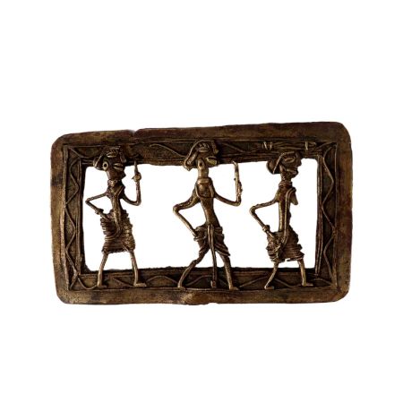 Brass Dhokra Wall Hanging Three Human Frame