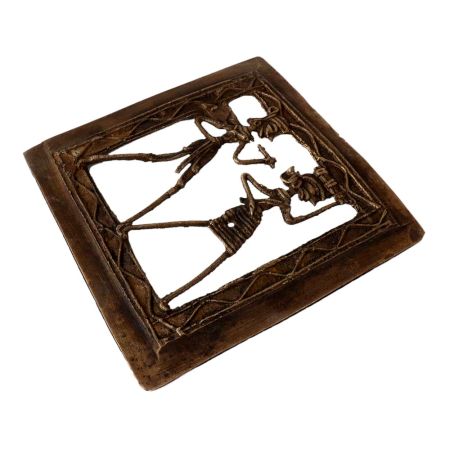 Brass Dhokra Square Wall Hanging Of A Couple