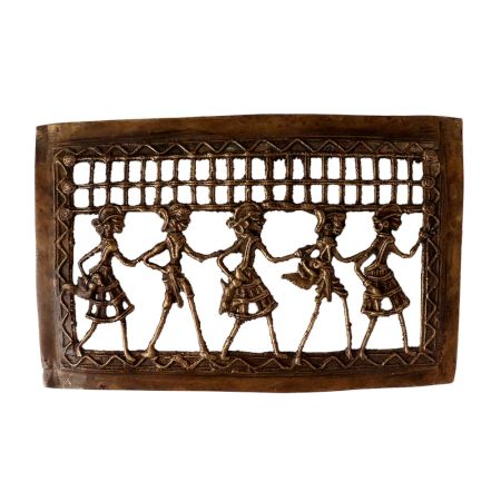 Brass Rectangle Wall Hanging Dhokra Art Framed Jali