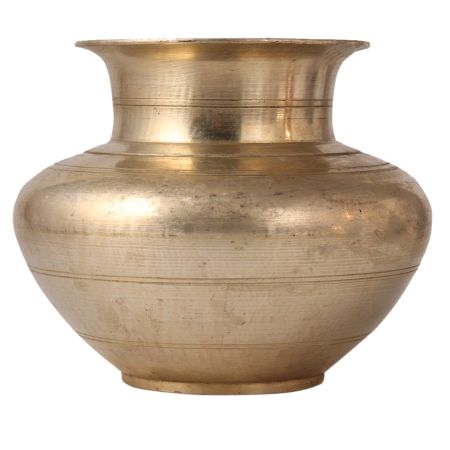 Glossy Gangajal Water Pot Carved with Circular Rings