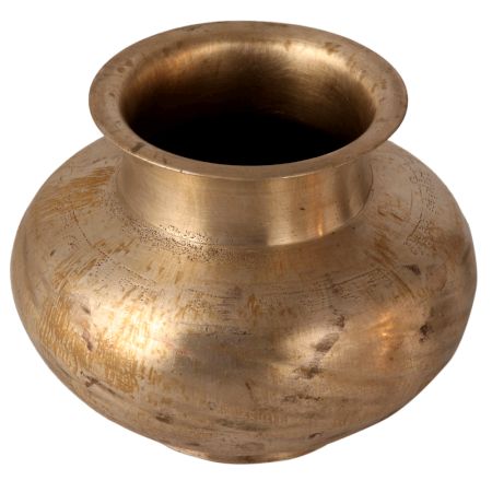 Round Engraved Holy Water Pot for Hindu Rituals