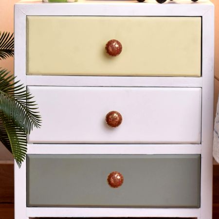 Brass Red Floral Drawer Knobs