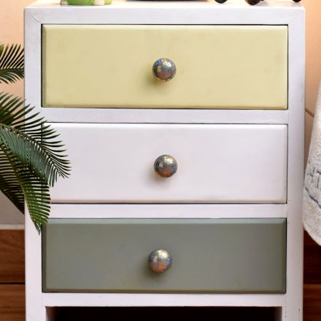 Brass Turquoise Floral Door Knobs