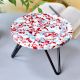 Red Terrazzo Resin And Wood Cake Stand With Iron Legs