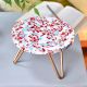 Red Terrazzo Resin And Wood Cake Stand With Iron Legs