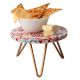 Red Terrazzo Resin And Wood Cake Stand With Iron Legs