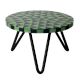 Green Chequered Wood And Resign Cake Stand Stool With  Iron Legs