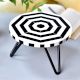 Black And White Geometric Wooden And resin Cake Stand With Iron Legs