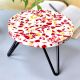 Red Speckled Chips Wood Resin Cake Stand With Iron Legs