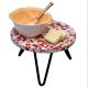 Red Speckled Chips Wood Resin Cake Stand With Iron Legs