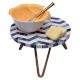 Navy White Chevron Resin And Wood Cake Stand With Iron Legs