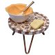 Boho Earth Solid Wood And Resin Cake Side Stand With Iron Stands