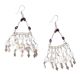 92.5 Sterling Silver White Bead With Garnet Chandelier Earrings