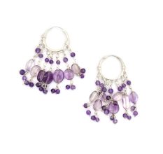 92.5 Sterling Silver Fancy Elegant Purple Beads Earrings