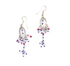 Blue And Red Drop Earrings With 92.5 Sterling Silver