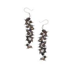 Brown Beads Drop Dangler Earrings in 92.5 Sterling Silver