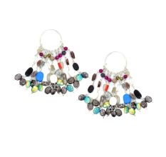 Multicolored Beaded Gypsy Earrings in 92.5 Sterling Silver
