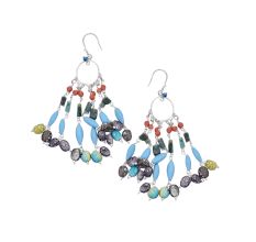 Multicolor Beads Dangle Earrings In 92.5 Sterling Silver