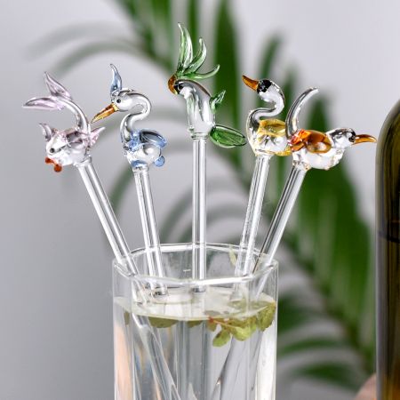 Assorted Glass Cocktail Stirrers Or Swizzle Sticks In Pack Of 6