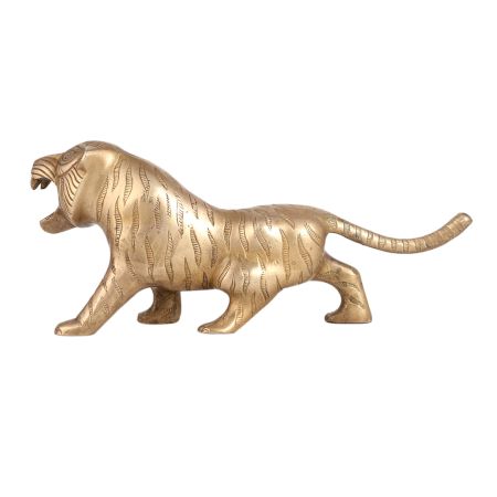 Brass Roaring Tiger Statue in Indian Art