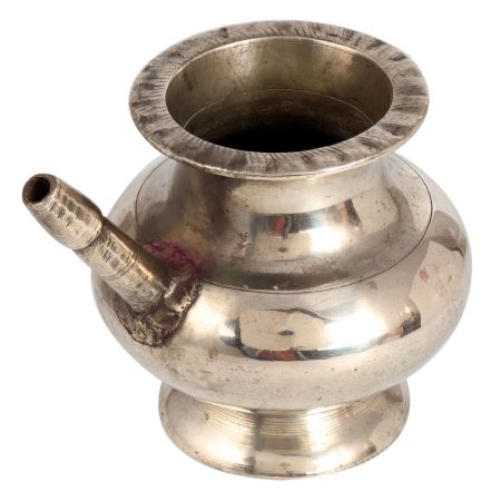 Vintage Shiny White Metal Water Pot with Spout