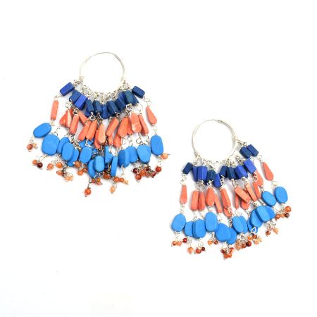 92.5 Sterling Silver MulticoloredÂ GypsyÂ Hoop ChandelierÂ Earrings