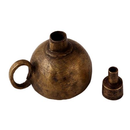 Handmade Brown Finish Oil Lamp for Home Decor