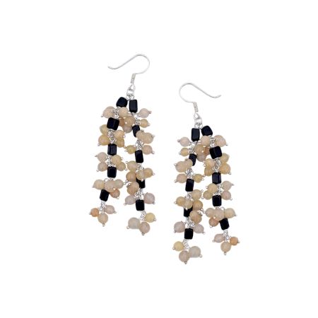 92.5 Sterling Silver Bohemian Earrings With Stones