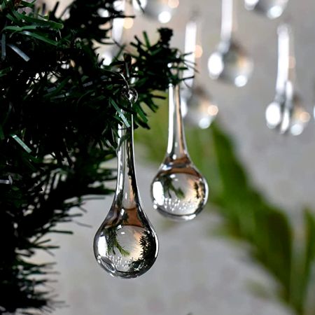 20 Piece Clear Glass Ornaments-Clear Glass Teardrop Christmas Ornaments