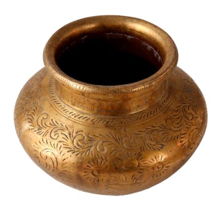 Unique and Decorative Vintage Brass Carved pot
