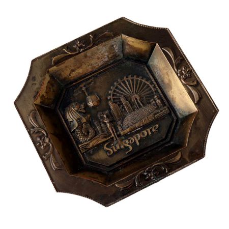 Old Engraved Metal Ash Tray