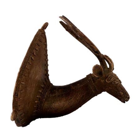 Brass Deer Head for Wall Hanging in Tribal Folk Art