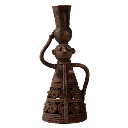 Handcrafted Brass Candle Stand in Folk Art