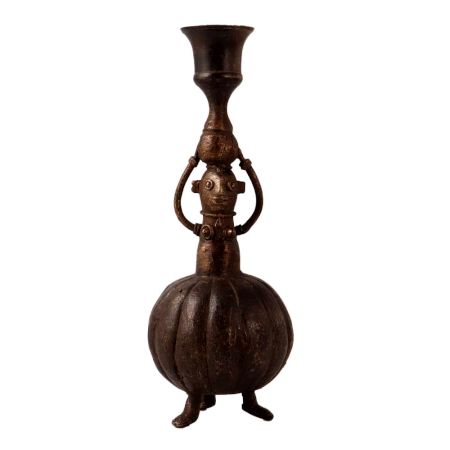 Handmade Brass Candle Stand in Folk Art for Home Decor