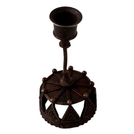 Brass Crown Candle Stand in Folk Art for Decor