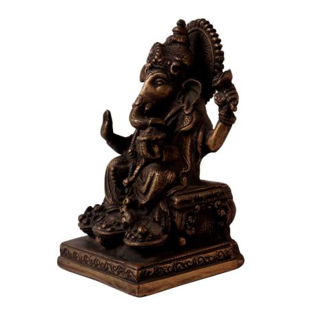 Brass Seated Ganesha Idol for Home Decor