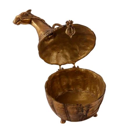 Brass Round Box with Horse Head