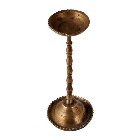 Traditional Brass Aarti Lamp with a Long Neck