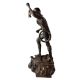Brass Man Statue with Lamp in French Art