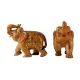 Hand Panted Marble Elephant Statue In Pair