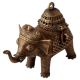 Brass Elephant Statue with Storage in Tribal Art