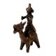 Small Brass Camel and Rider Statue in Tribal Folk Art