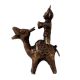 Small Brass Camel and Rider Statue in Tribal Folk Art