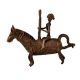 Hanging Brass Horse and Rider Statue in Tribal Art
