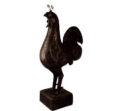 Brass Rooster Standing On Square Jali Base