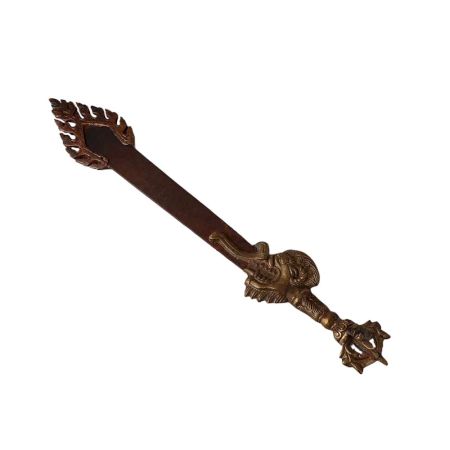 Brass natural decor Tool with Makara-head vajra and Flaming Sword