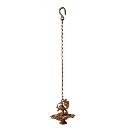 Brass Peacock Oil Lamp with Chain for Hanging