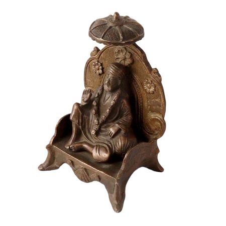 Brass Sai Baba On Throne God Statues