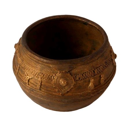 Traditional Rice Measurement or Mana Bowl in Antique Brown Finish