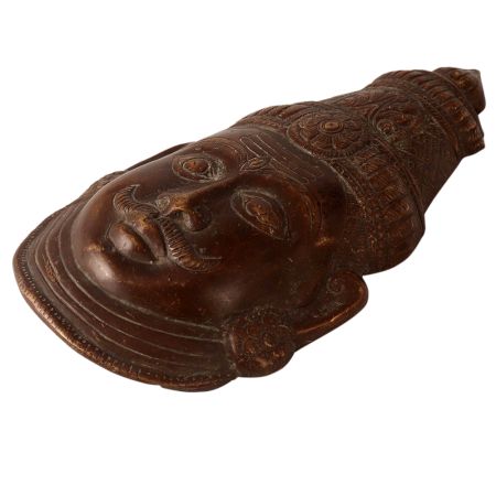 Brass Repousse Decorated Muniswaran God Shiv Murti Mask Cover